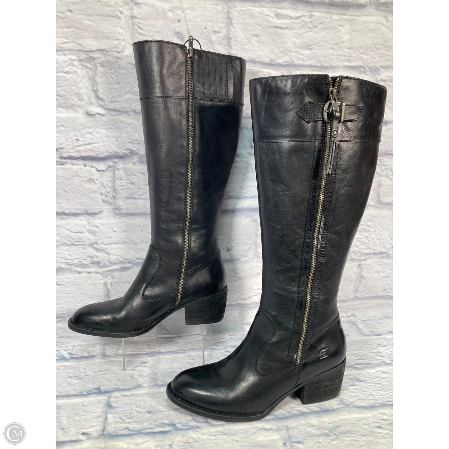 Boots Knee Heels By Born In Black, Size: 9