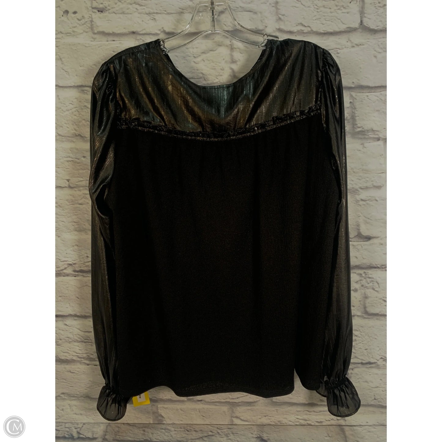 Blouse Long Sleeve By Current Air In Black & Silver, Size: Xl