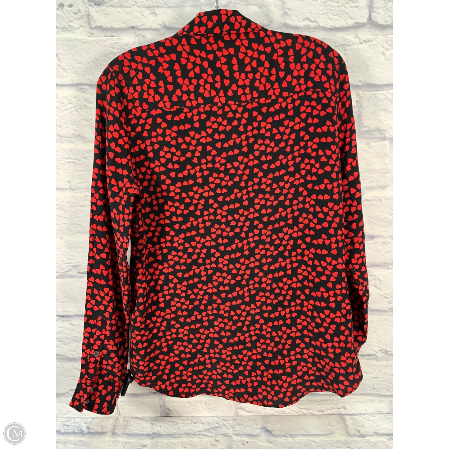 Blouse Long Sleeve By Equipment In Black & Red, Size: S