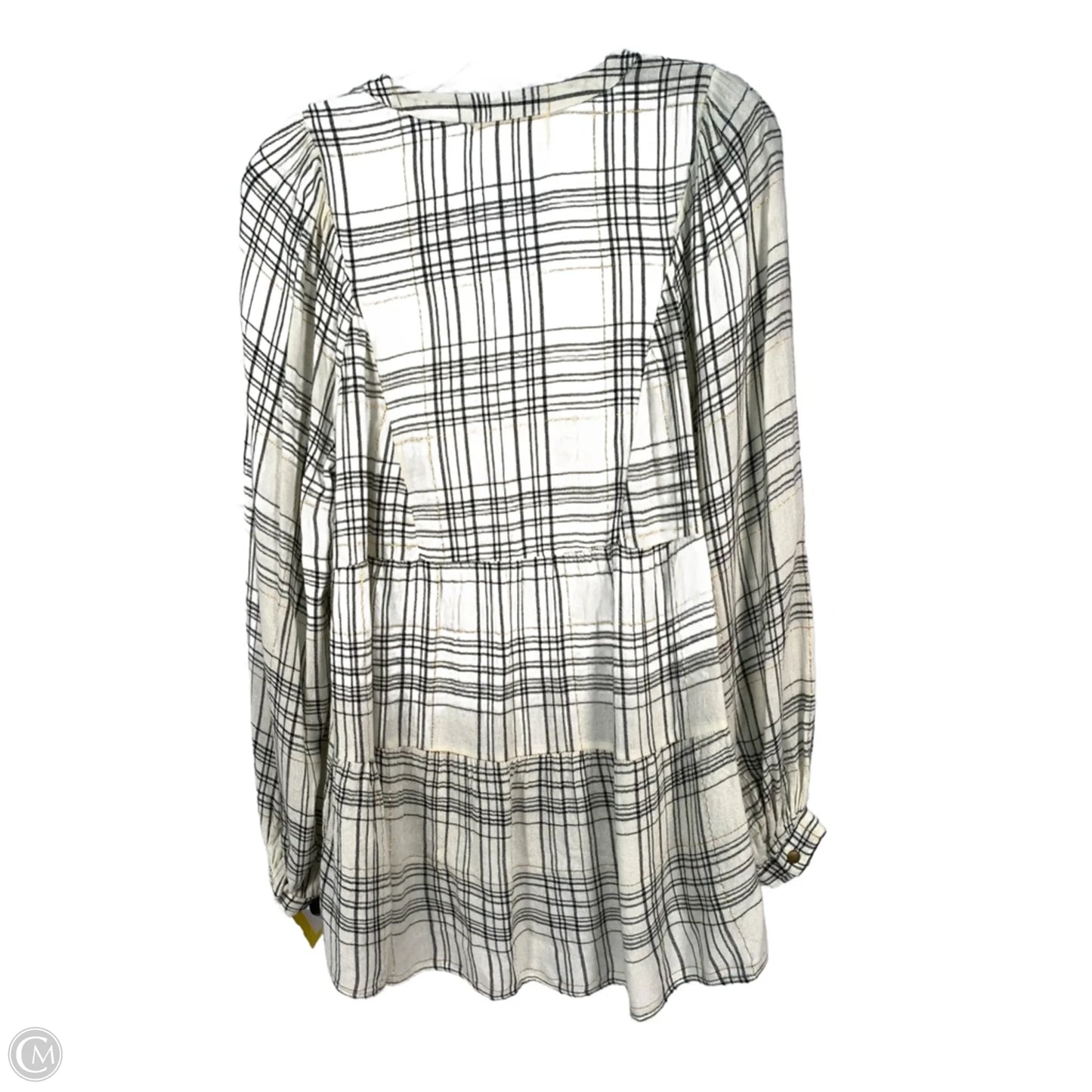 Blouse Long Sleeve By Anthropologie In Black & Cream, Size: S