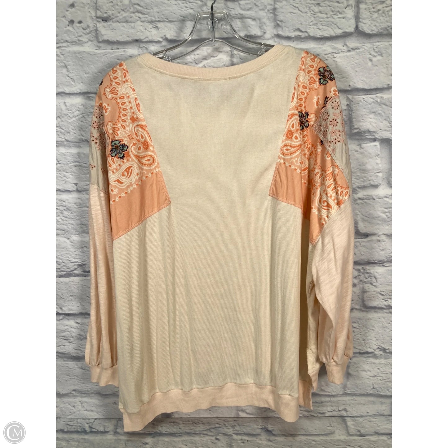 Top Long Sleeve By We The Free In Cream & Orange, Size: M