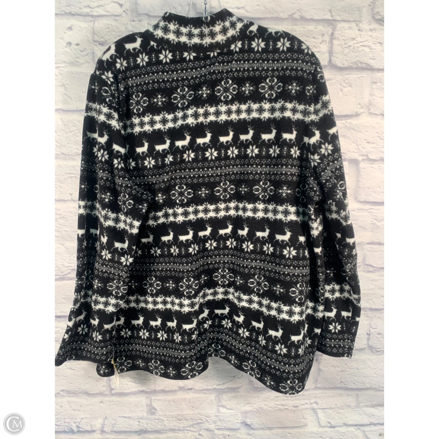 Jacket Fleece By Talbots In Black & White, Size: 2x