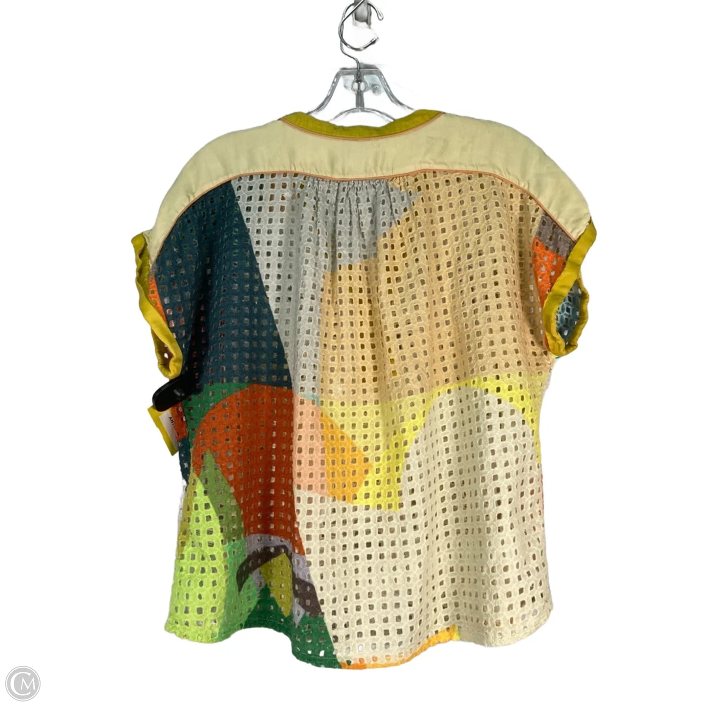 Top Short Sleeve By Conditions Apply In Tan & Yellow, Size: S