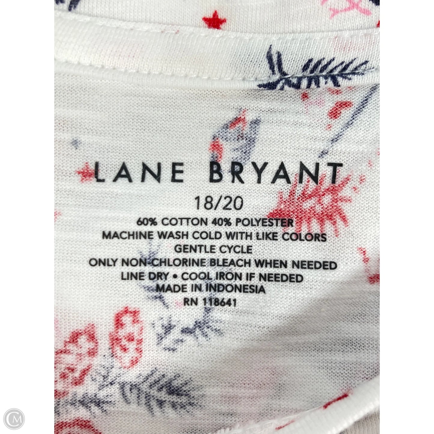 Top Long Sleeve Basic By Lane Bryant In Blue & Red & White, Size: 2x