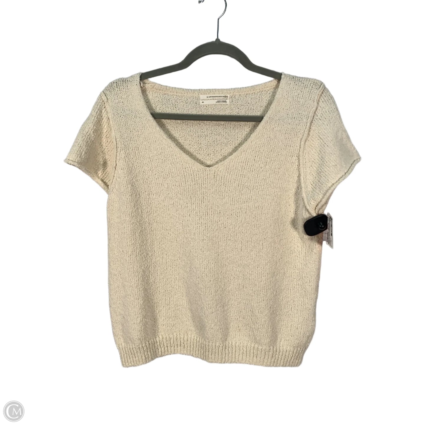 Sweater Short Sleeve By Anthropologie In Cream, Size: Xs