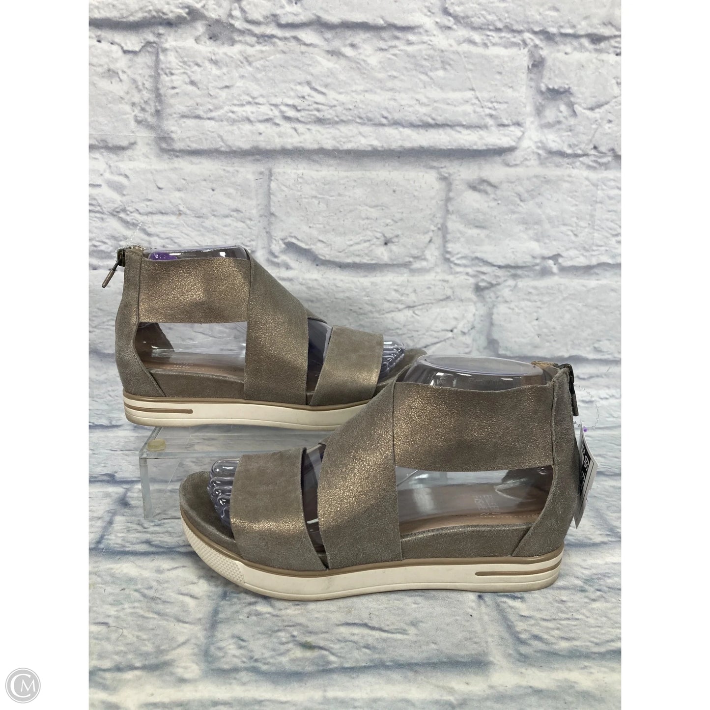 Sandals Heels Platform By Eileen Fisher In Silver, Size: 6.5