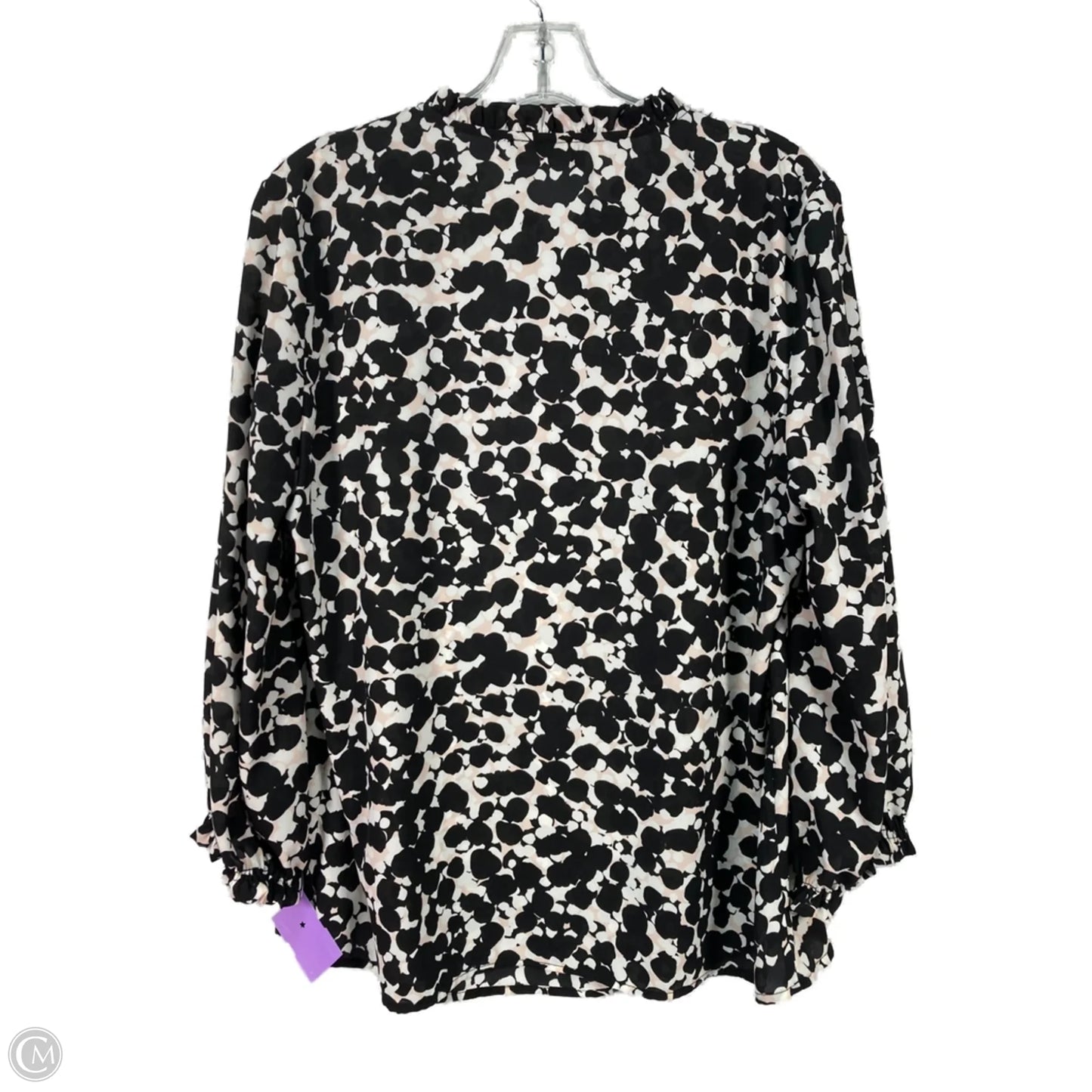 Blouse Designer By Karl Lagerfeld In Black & White, Size: L