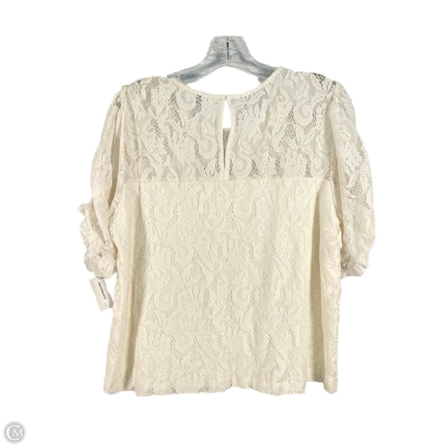 Top Short Sleeve By Anthropologie In White, Size: L