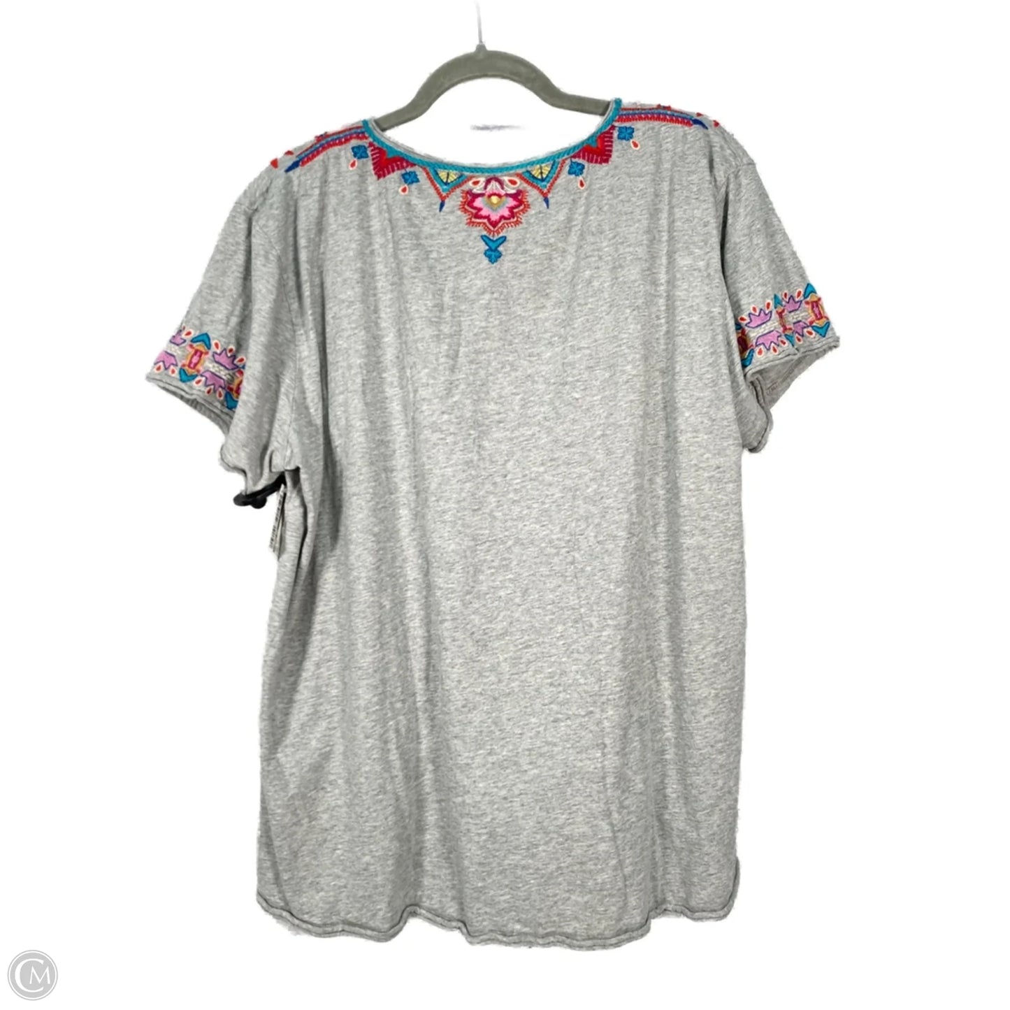 Top Short Sleeve By Johnny Was In Grey, Size: L