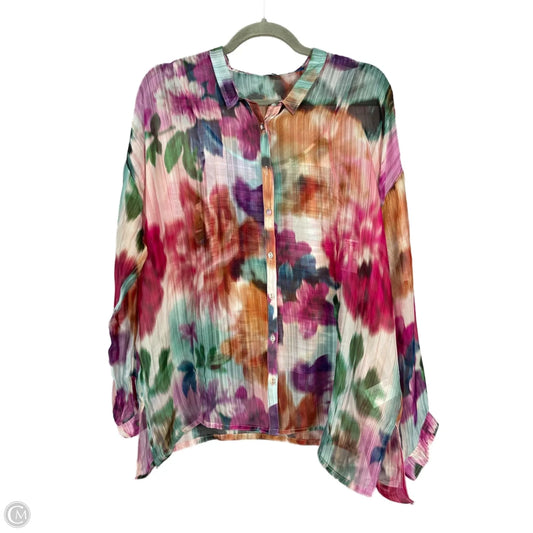 Blouse Long Sleeve By Johnny Was In Purple & Tan, Size: M
