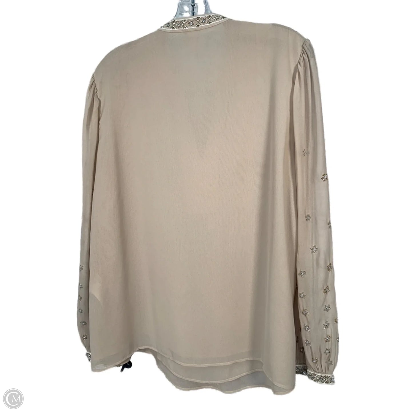 Blouse Long Sleeve By Chicos In Tan, Size: L