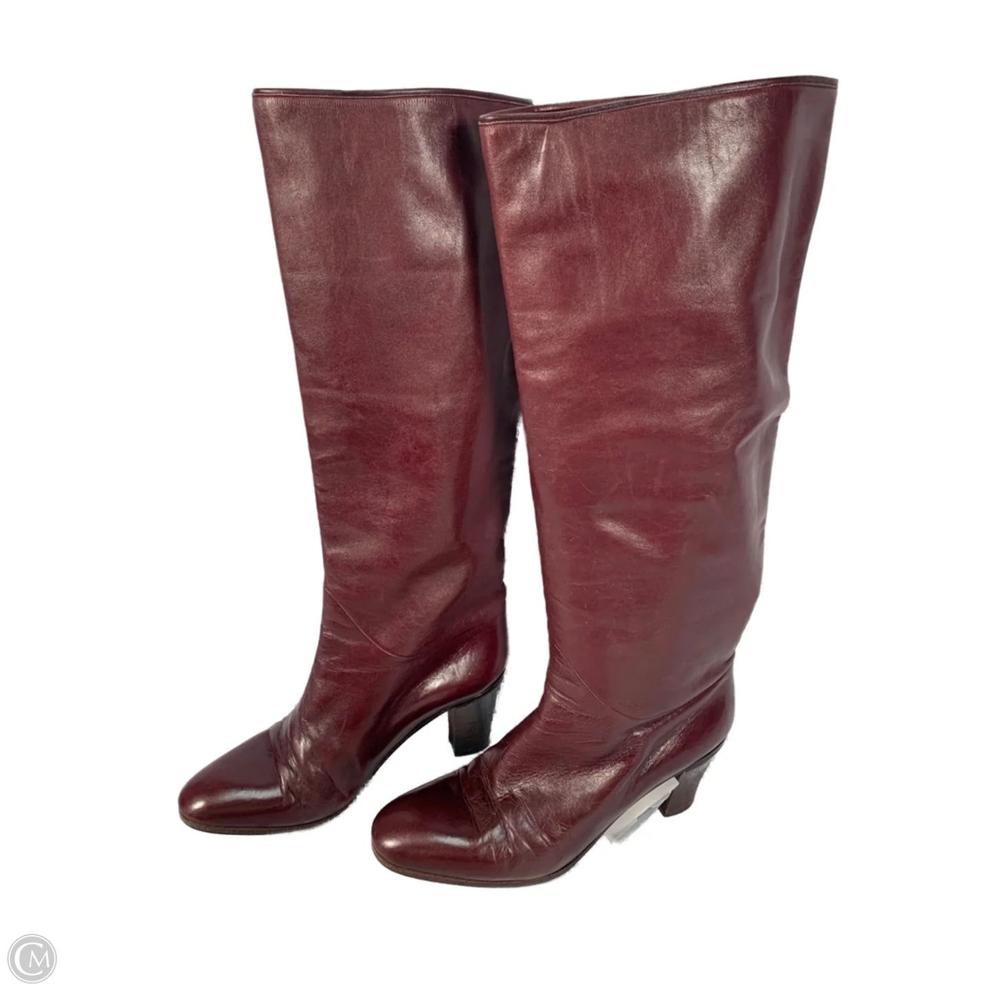 Boots Mid-calf Flats By Clothes Mentor In Maroon, Size: 8