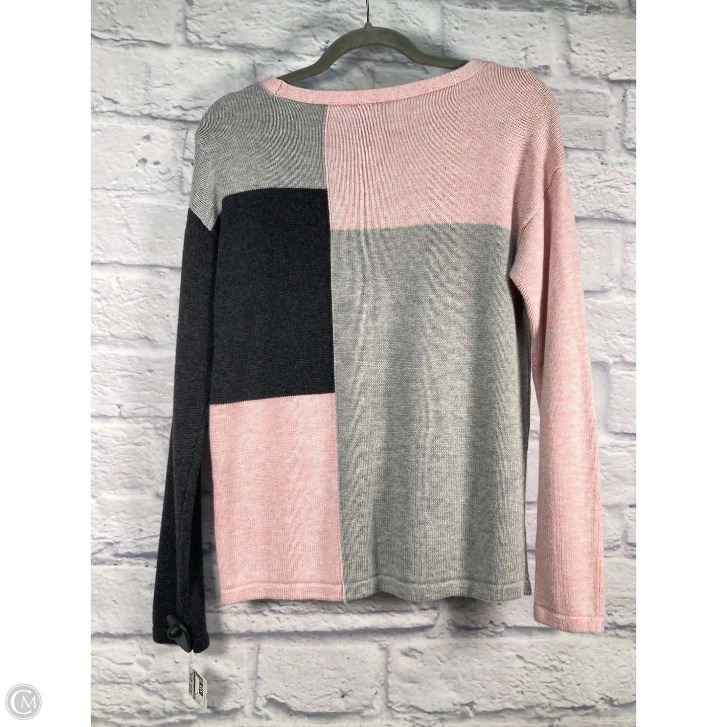 Sweater By Chicos In Grey & Pink, Size: S