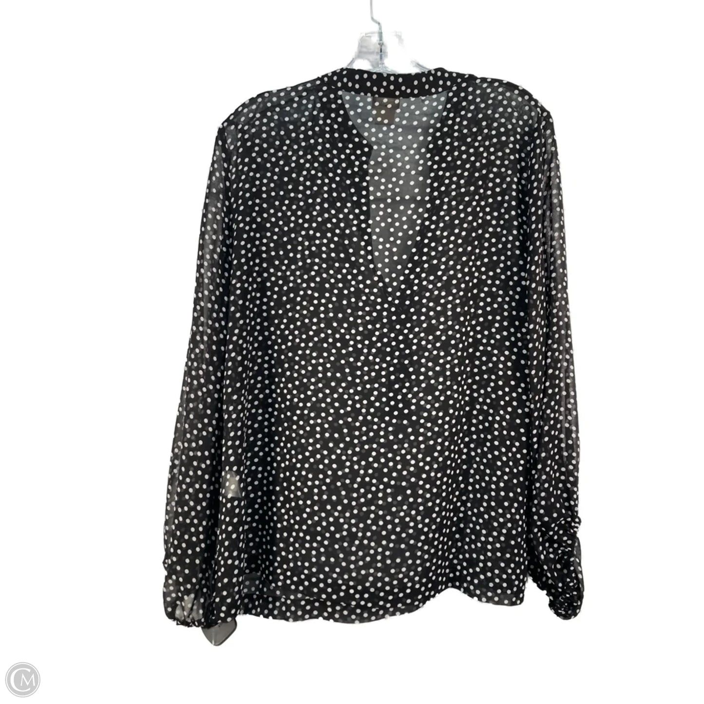 Blouse Long Sleeve By Chicos In Black & White, Size: M