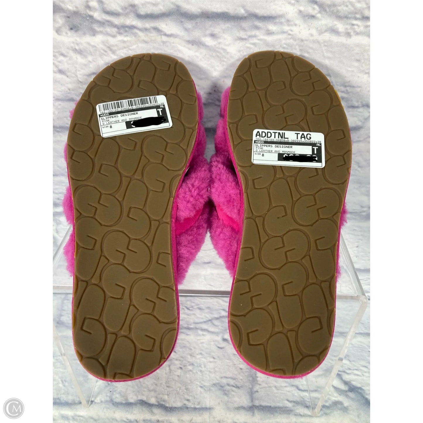 Slippers Designer By Ugg In Pink, Size: 8