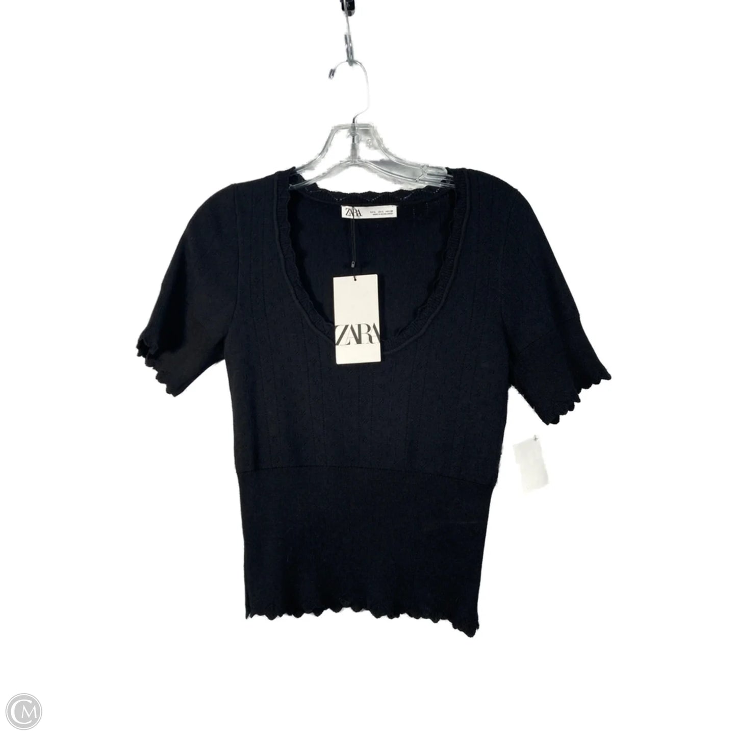 Top Short Sleeve By Zara In Black, Size: L