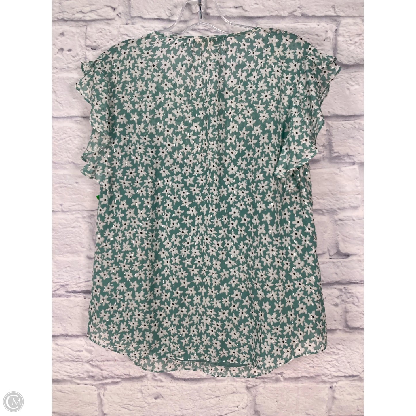 Blouse Short Sleeve By Rebecca Taylor In Teal, Size: L