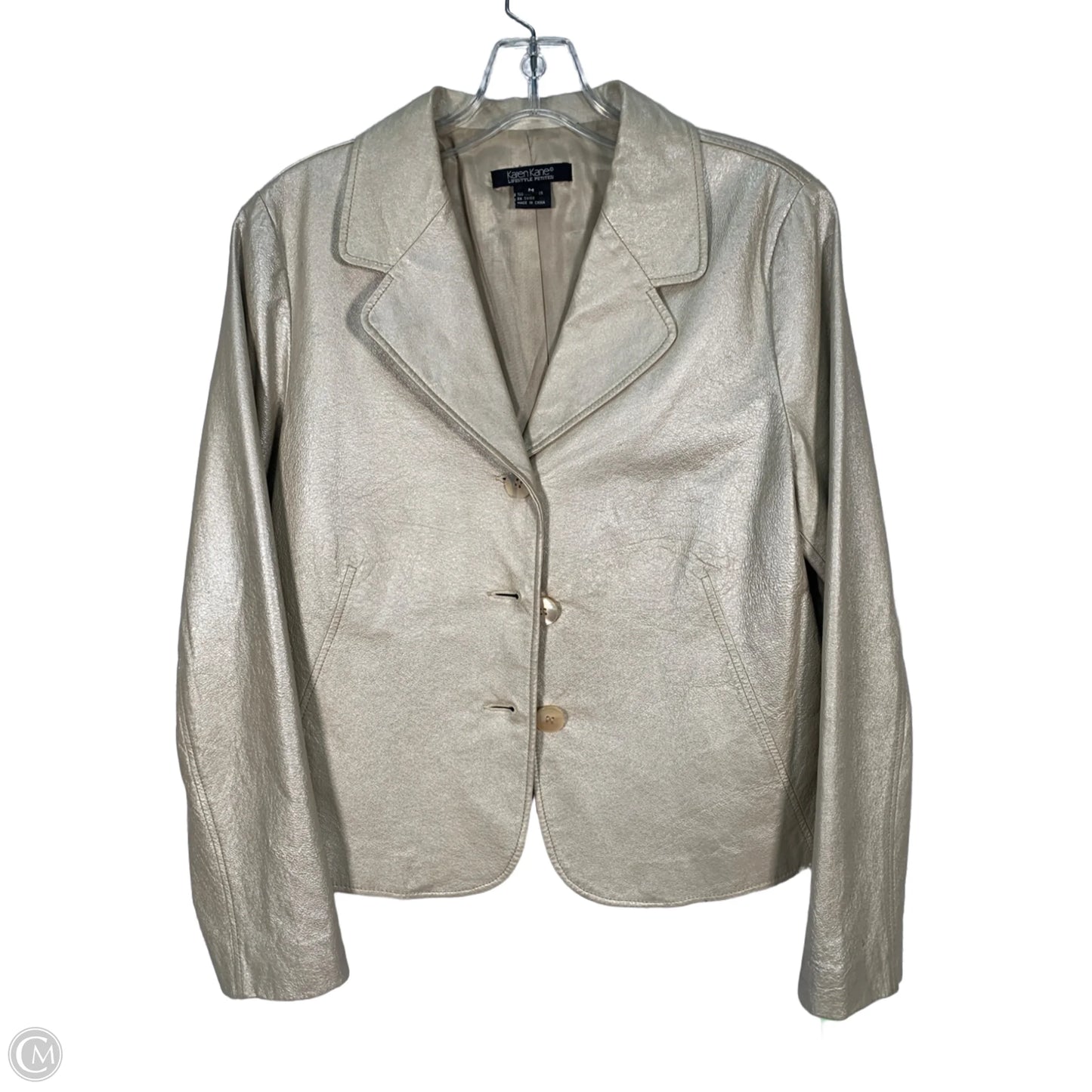 Jacket Leather By Karen Kane In Cream, Size: M