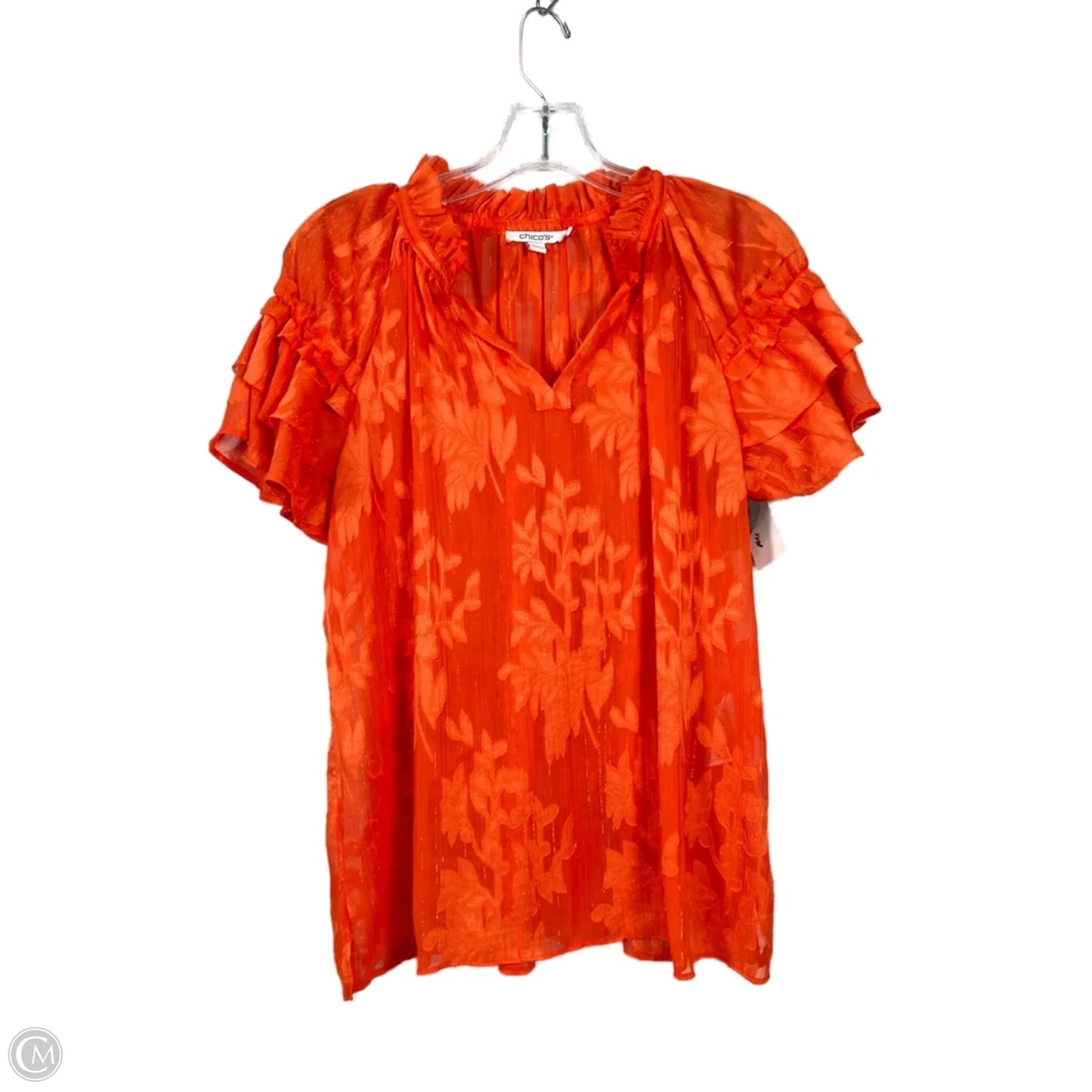 Blouse Short Sleeve By Chicos In Orange, Size: M