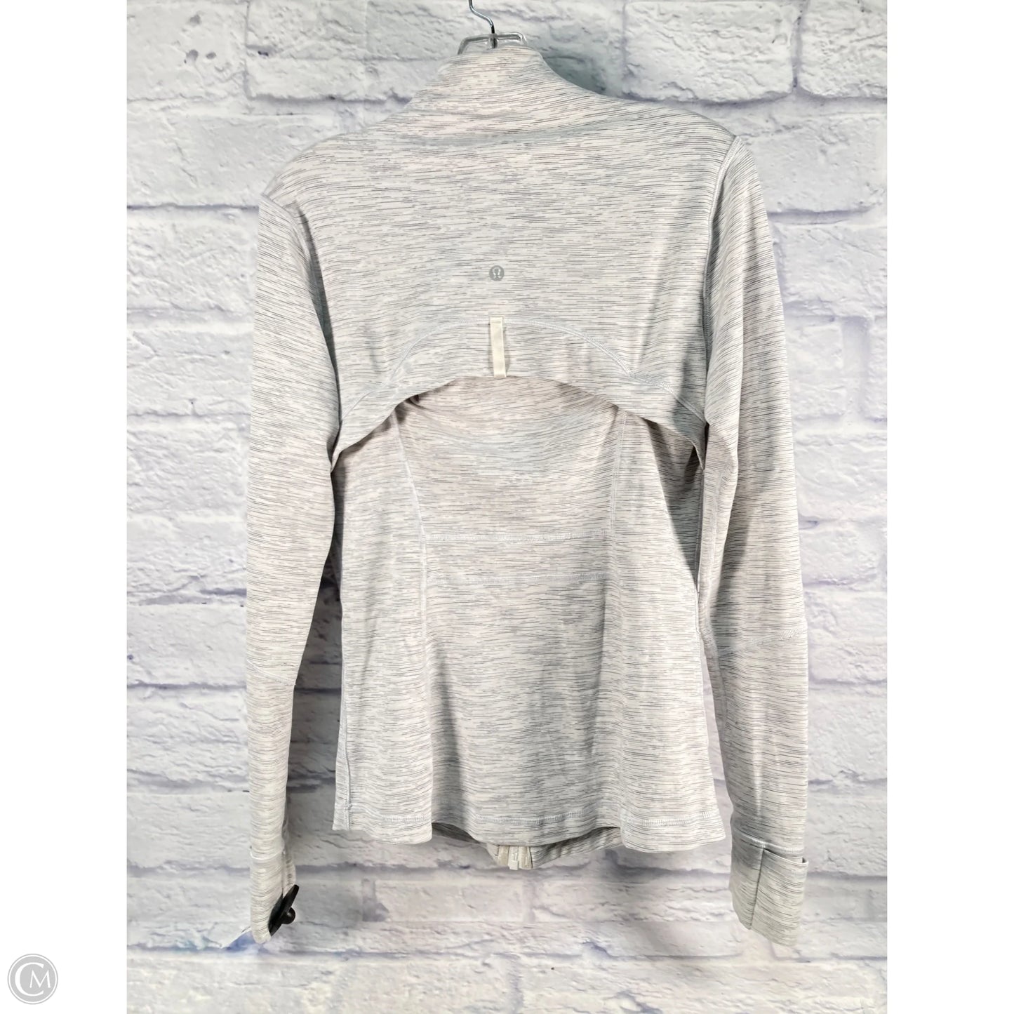 Athletic Jacket By Lululemon In Grey & White, Size: M