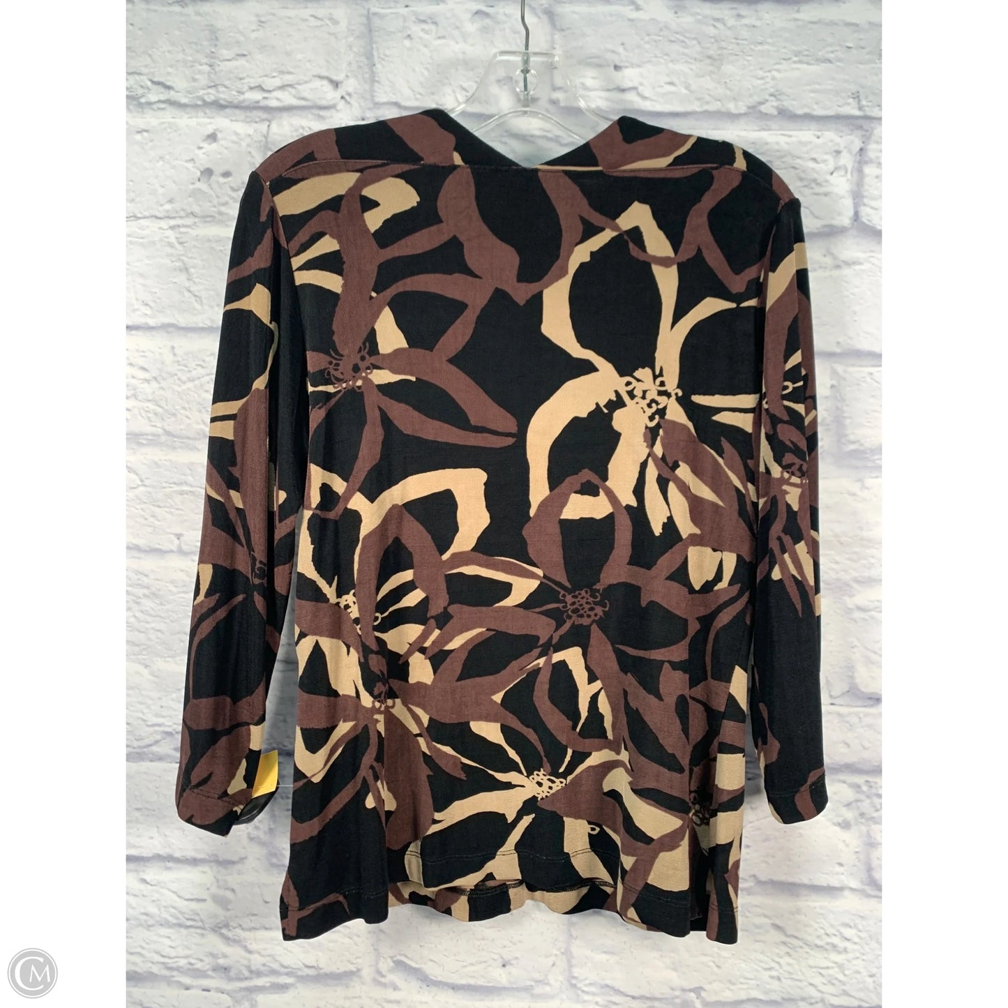 Top 3/4 Sleeve By Chicos In Black & Brown, Size: M