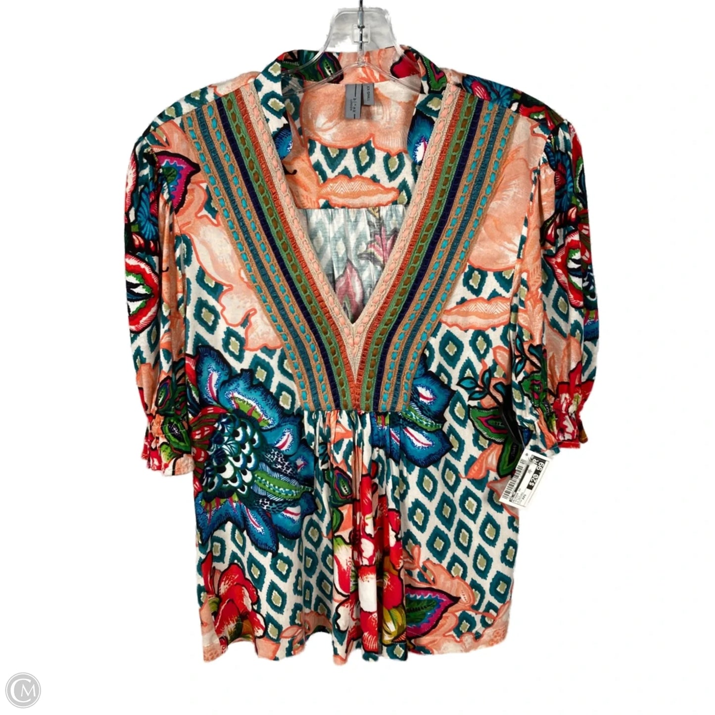 Blouse Short Sleeve By Bl-nk In Multi-colored, Size: Xxs