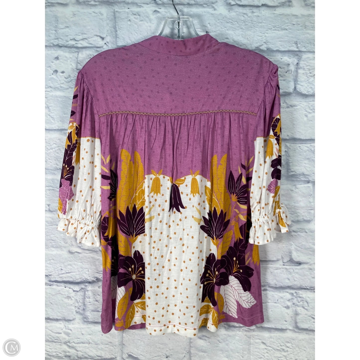 Blouse Short Sleeve By Bl-nk In Brown & Purple, Size: Xxs