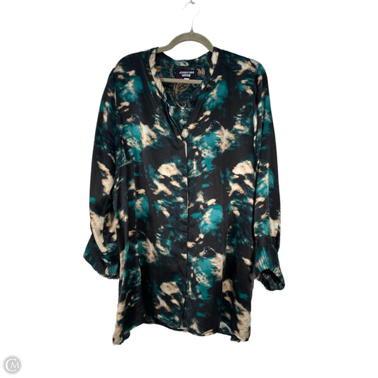 Tunic Long Sleeve By Johnny Was In Black & Green, 100% Silk Size: Xl