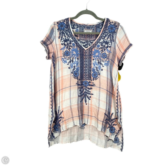Top Short Sleeve By Johnny Was In Blue & Orange, Size: M
