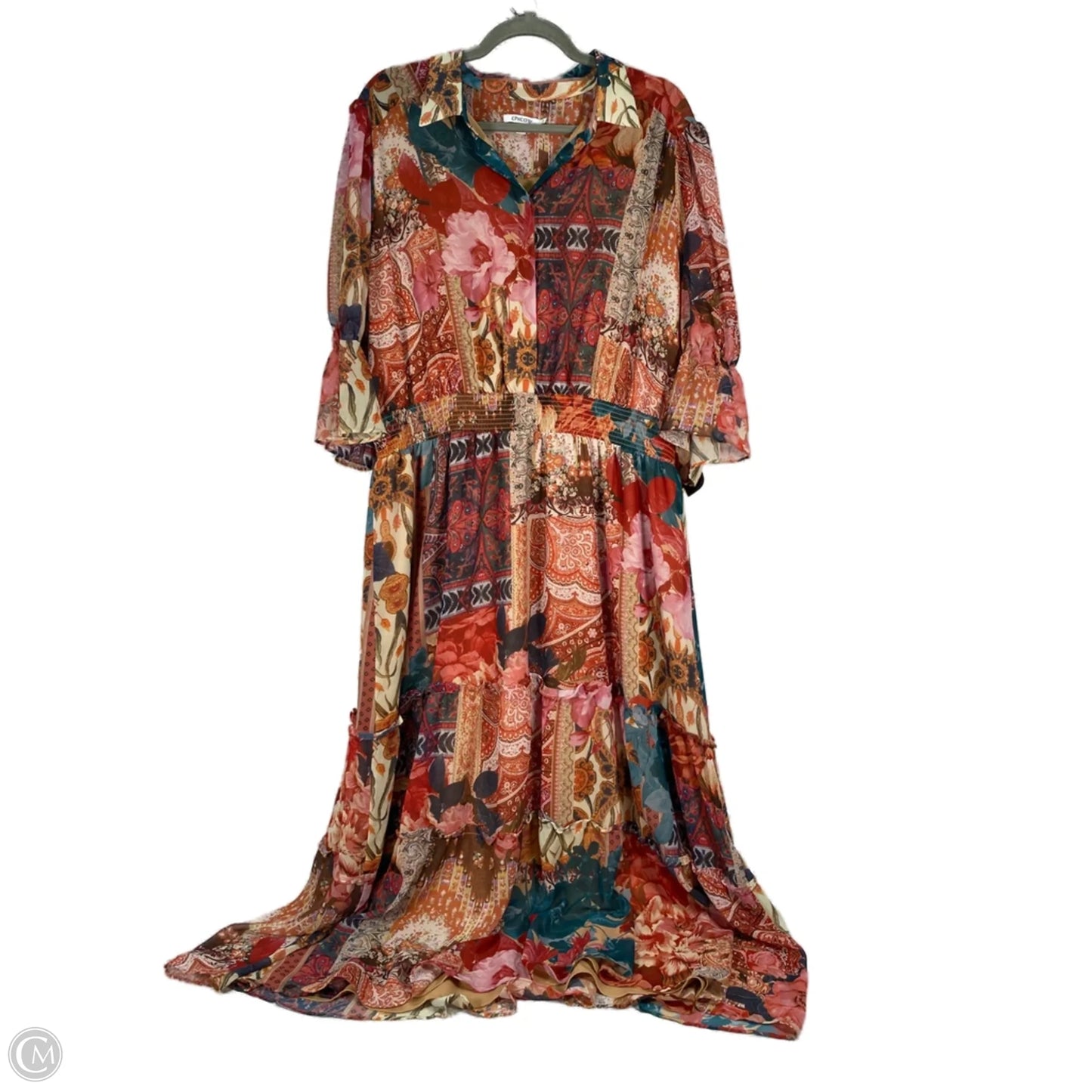 Dress Party Long By Chicos In Orange & Red, Size: Xl
