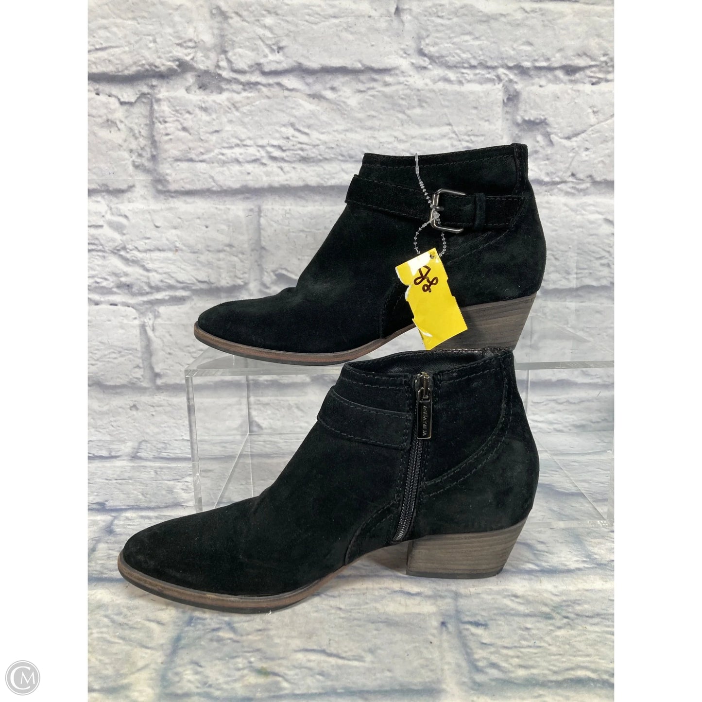 Boots Ankle Heels By Clothes Mentor In Black, Size: 7.5