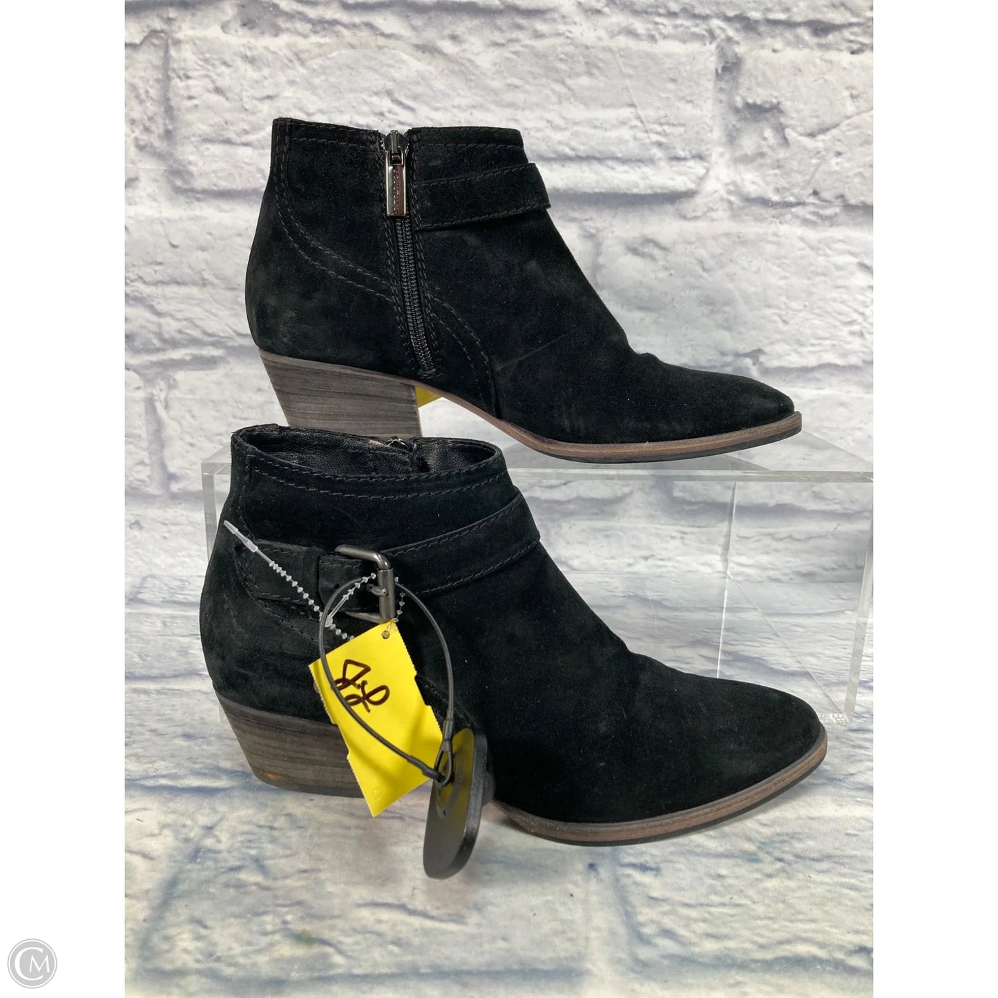 Boots Ankle Heels By Clothes Mentor In Black, Size: 7.5