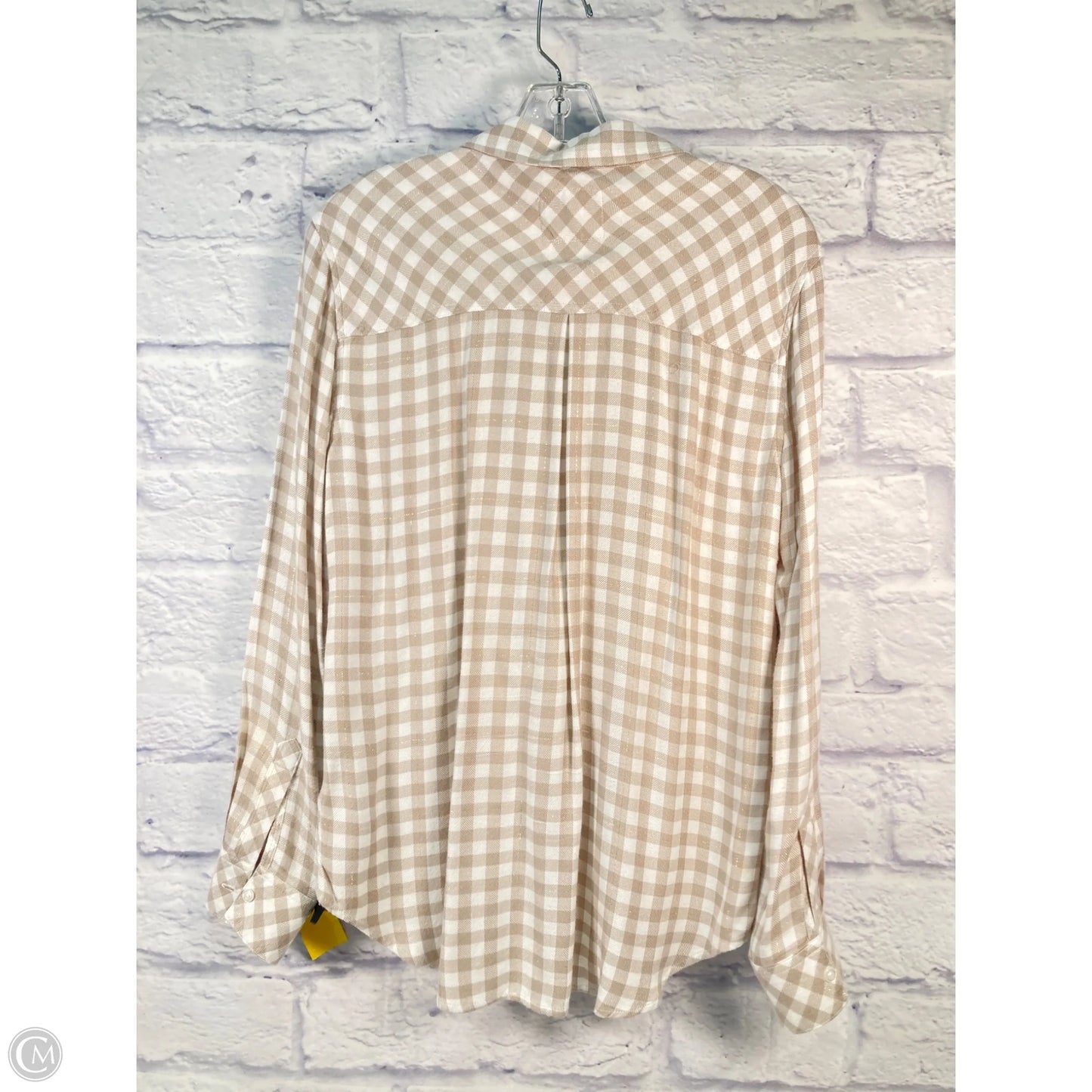 Blouse Long Sleeve By Rails In Tan & White, Size: S