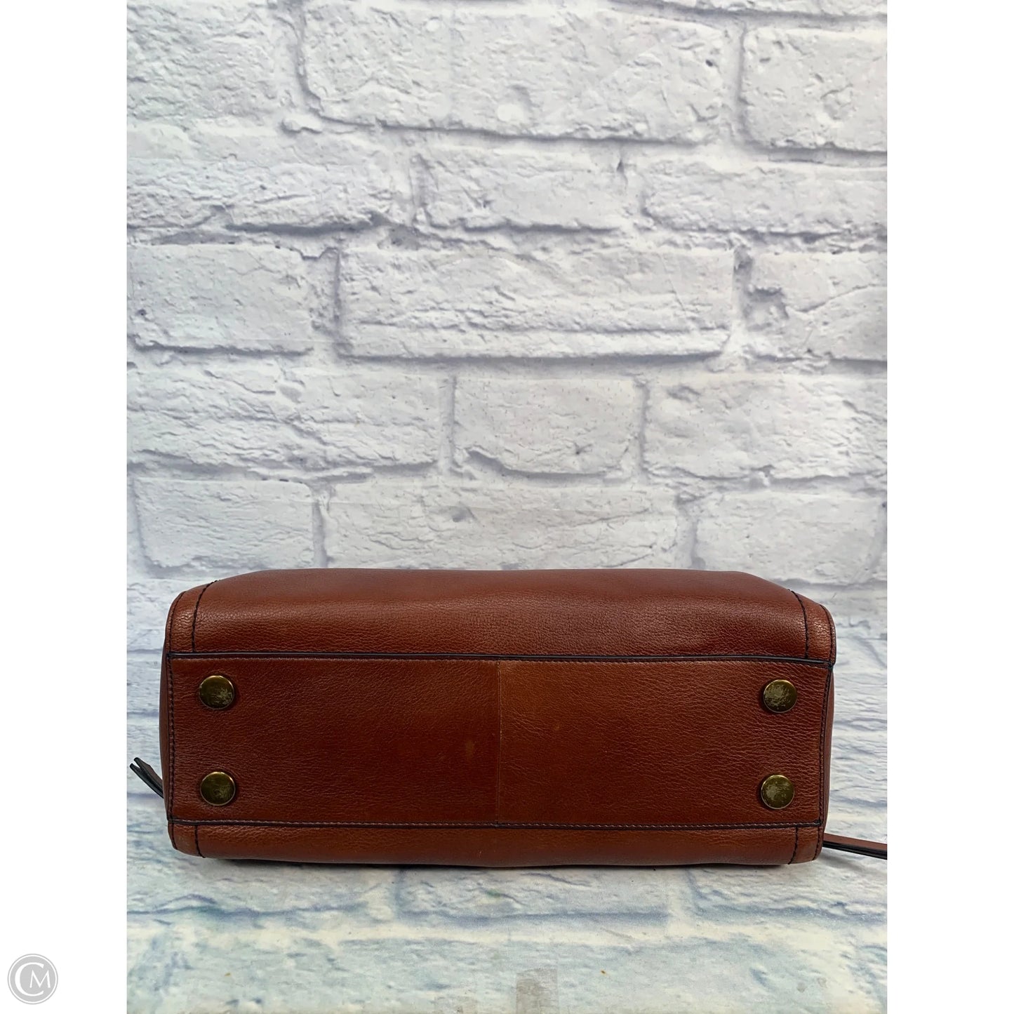 Handbag Leather By Fossil, Size: Medium