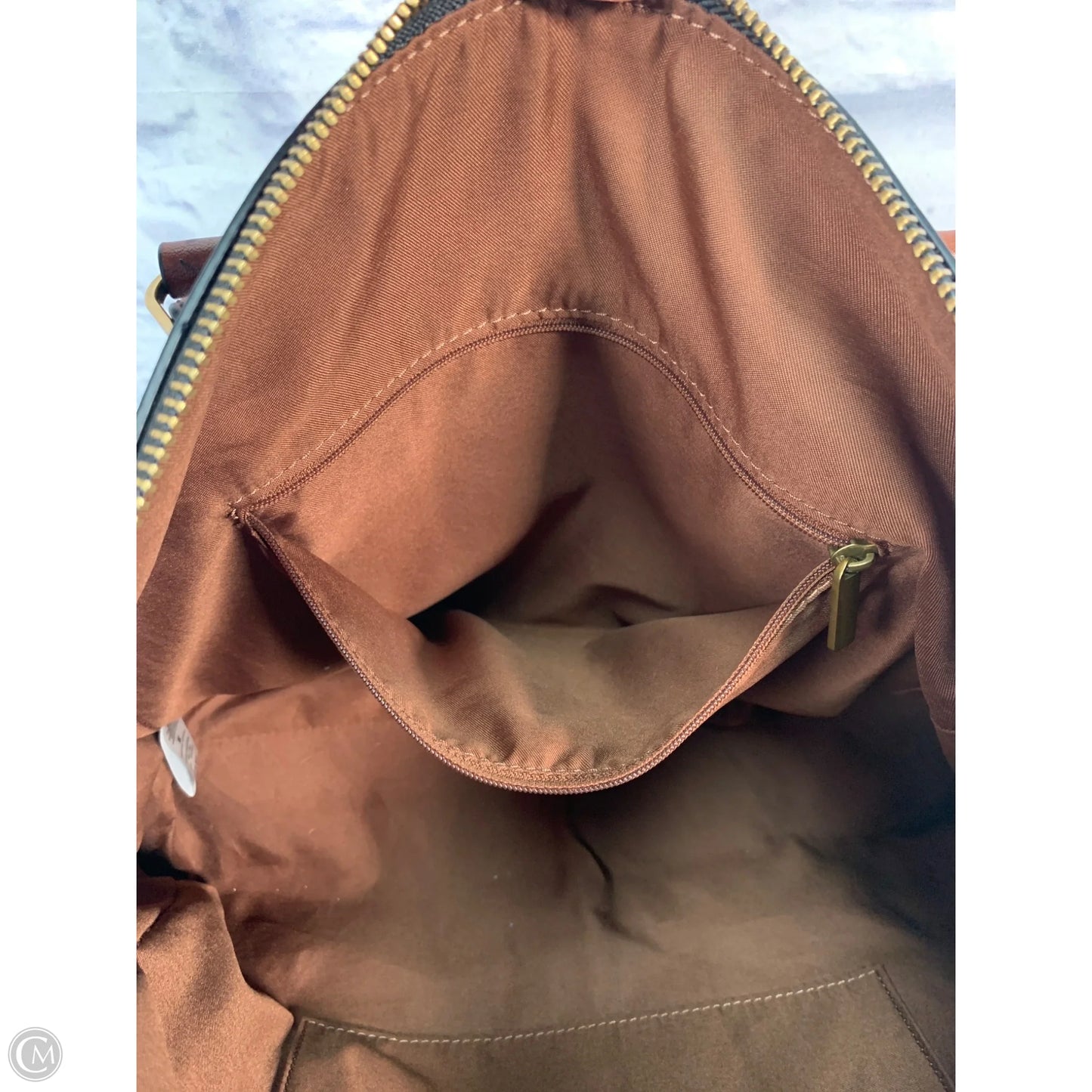 Handbag Leather By Fossil, Size: Medium