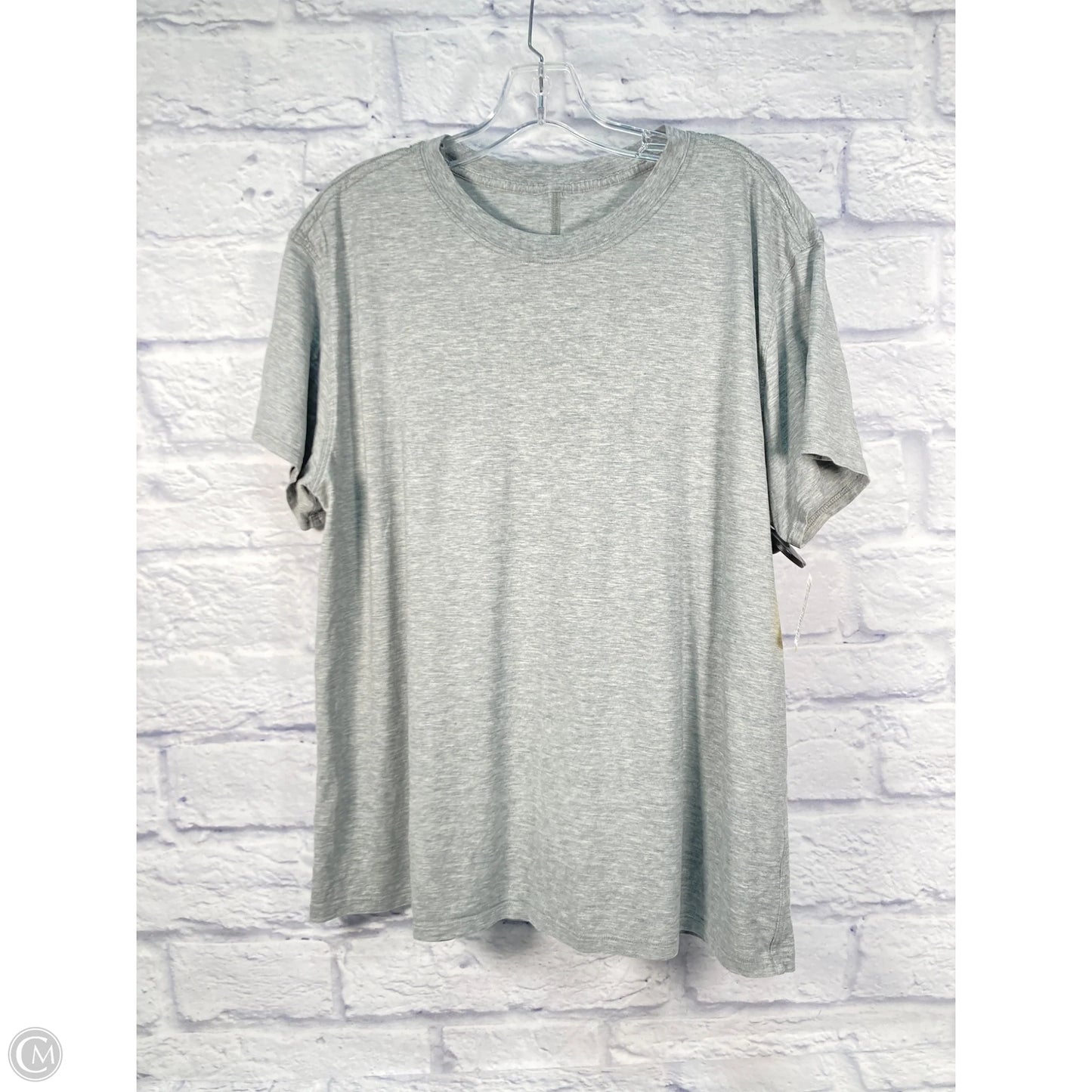 Athletic Top Short Sleeve By Lululemon In Grey, Size: M