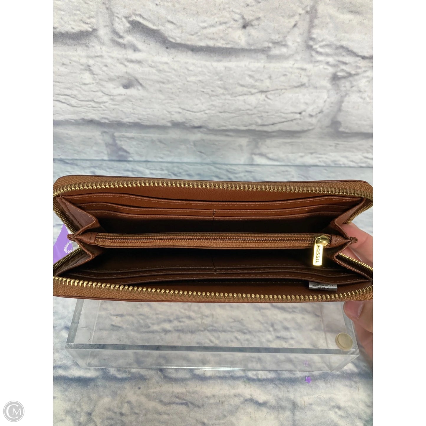 Wallet Leather By Fossil, Size: Large
