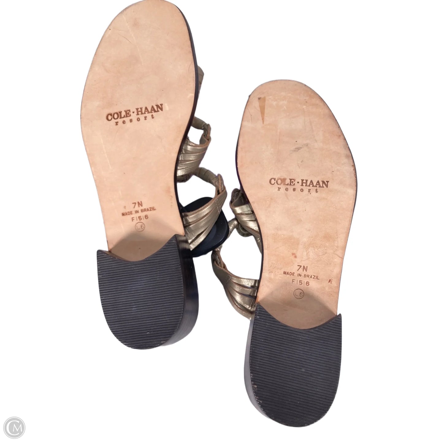 Sandals Heels Block By Cole-haan In Gold, Size: 7