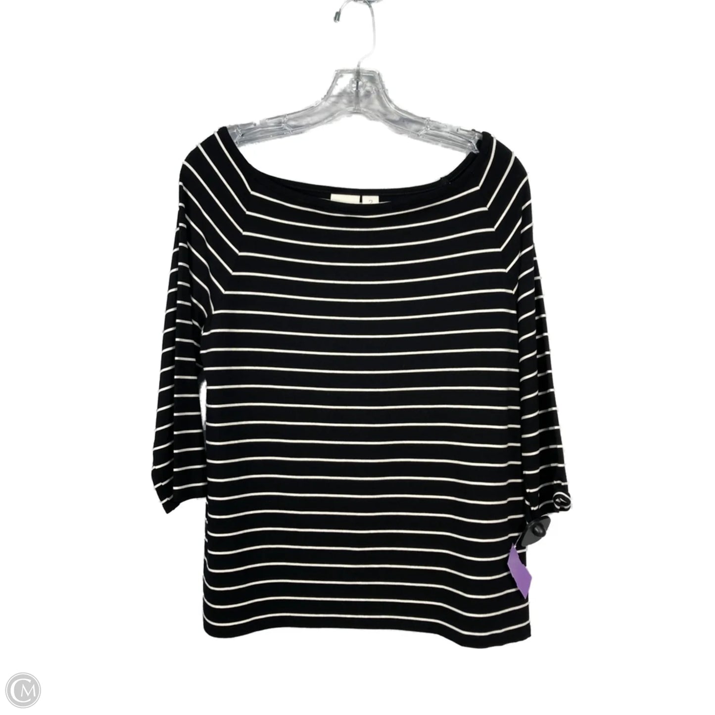Top 3/4 Sleeve By Chicos In Black & White, Size: L