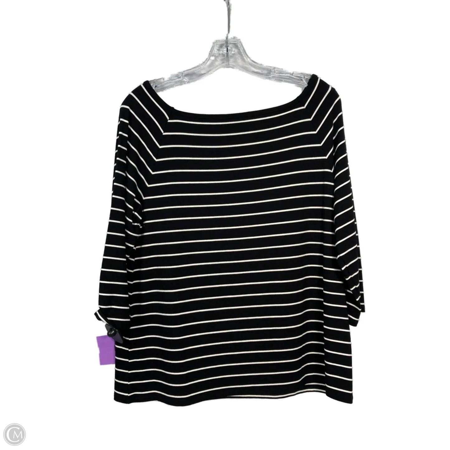 Top 3/4 Sleeve By Chicos In Black & White, Size: L