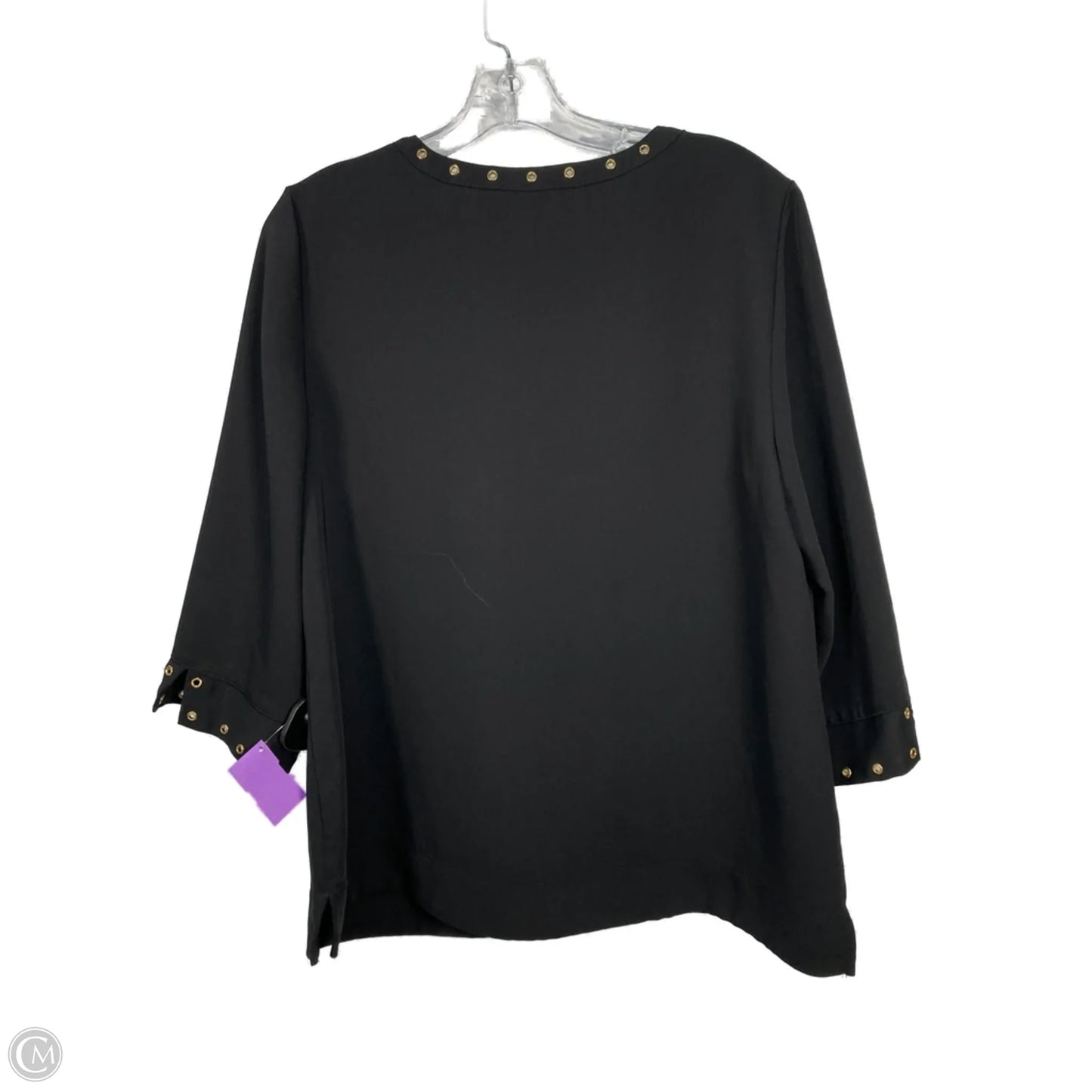 Blouse 3/4 Sleeve By Chicos In Black & Gold, Size: M