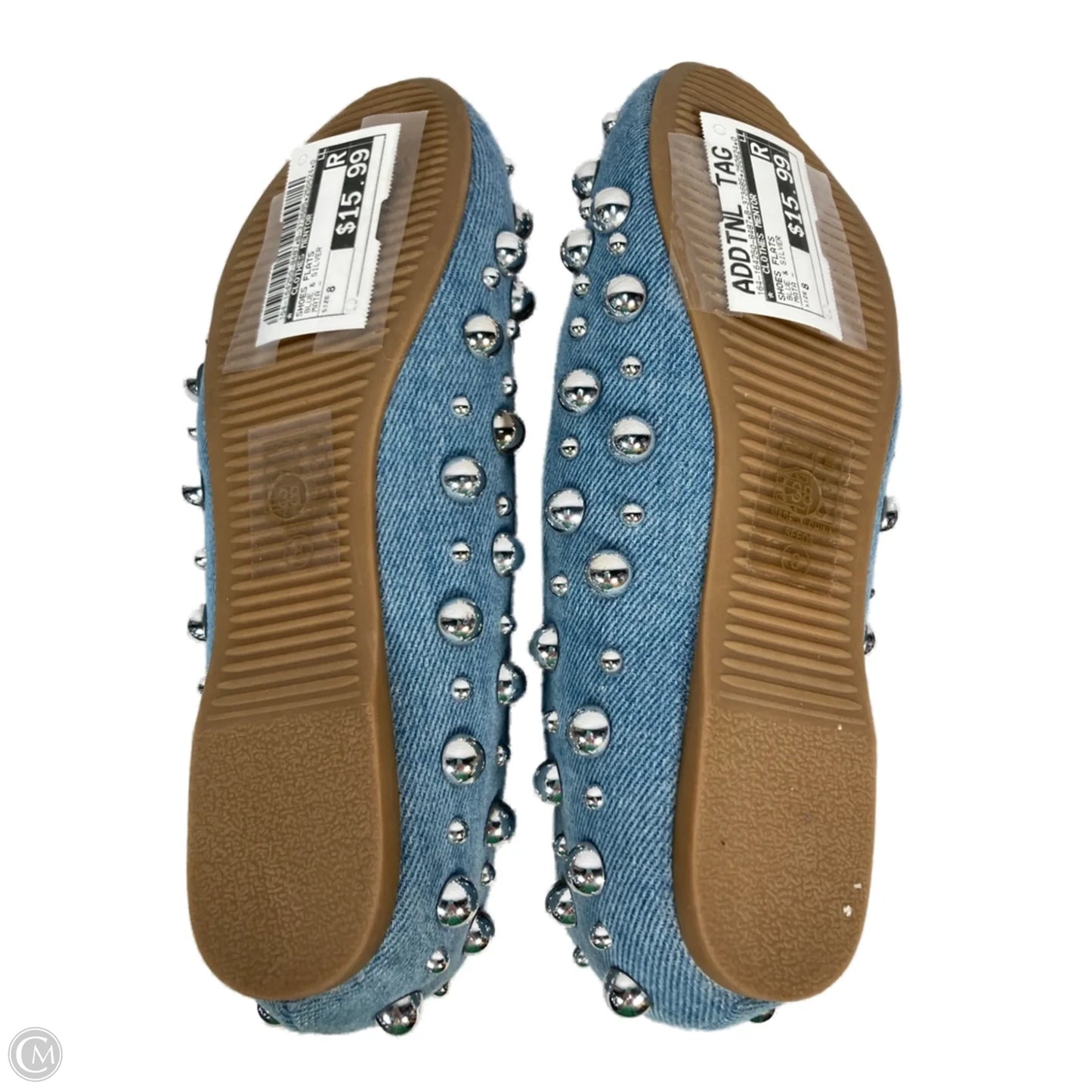 Shoes Flats By Clothes Mentor In Blue & Silver, Size: 8