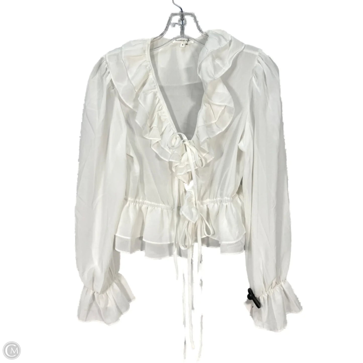 Blouse Long Sleeve By Clothes Mentor In White, Size: S