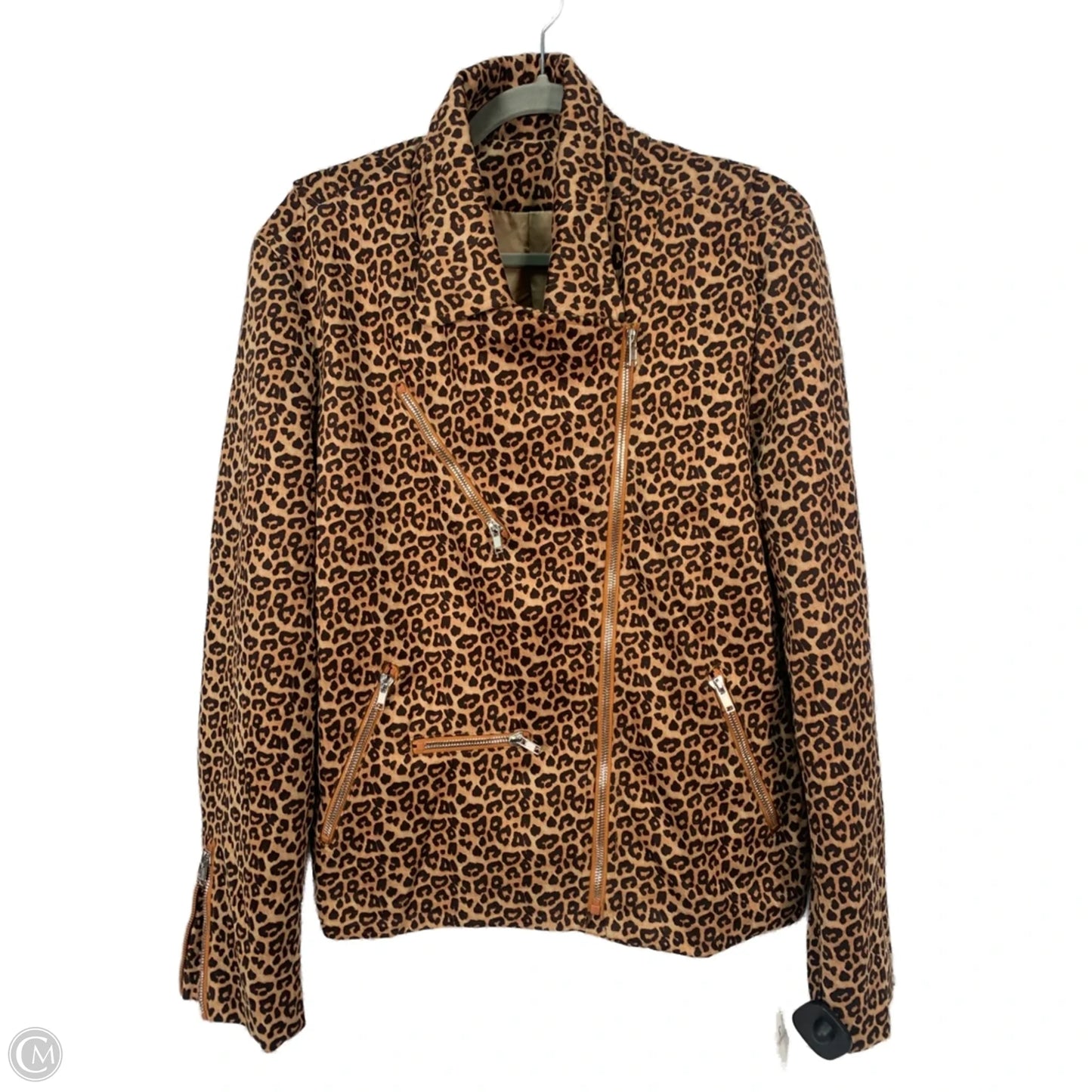Jacket Moto By Clothes Mentor In Animal Print, Size: 2x