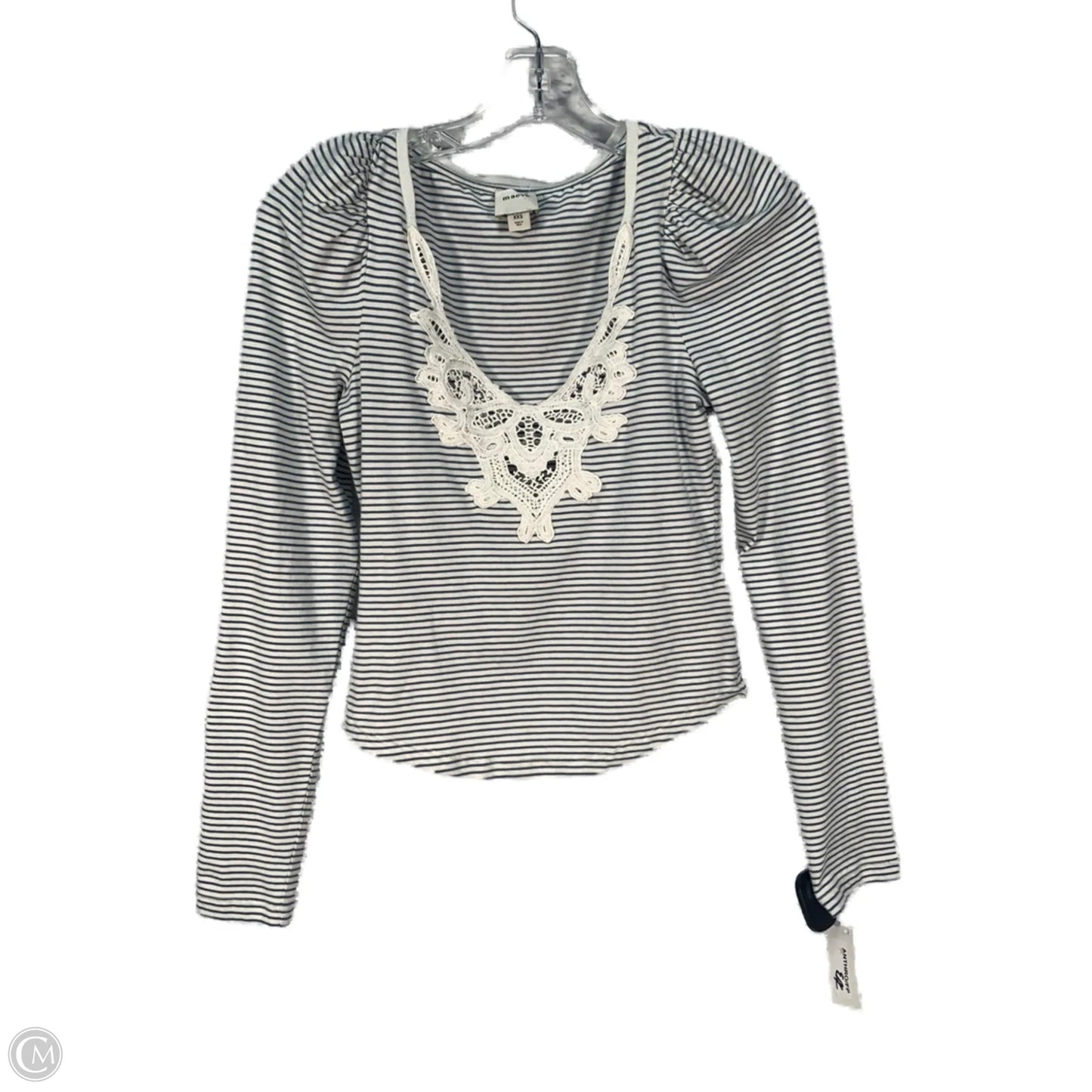 Top Long Sleeve By Maeve In Blue & White, Size: Xxs