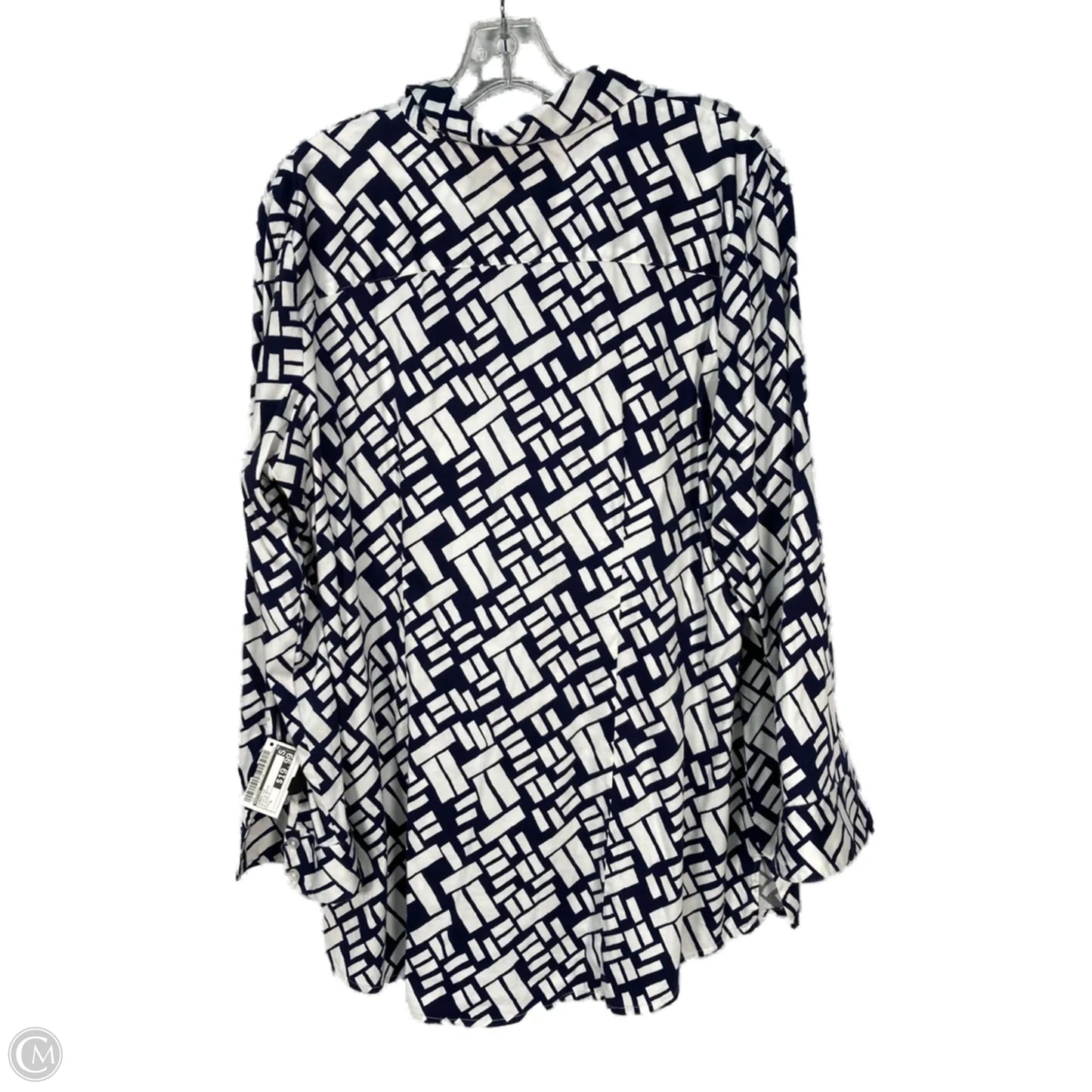 Tunic Long Sleeve By Chicos In Blue & White, Size: L