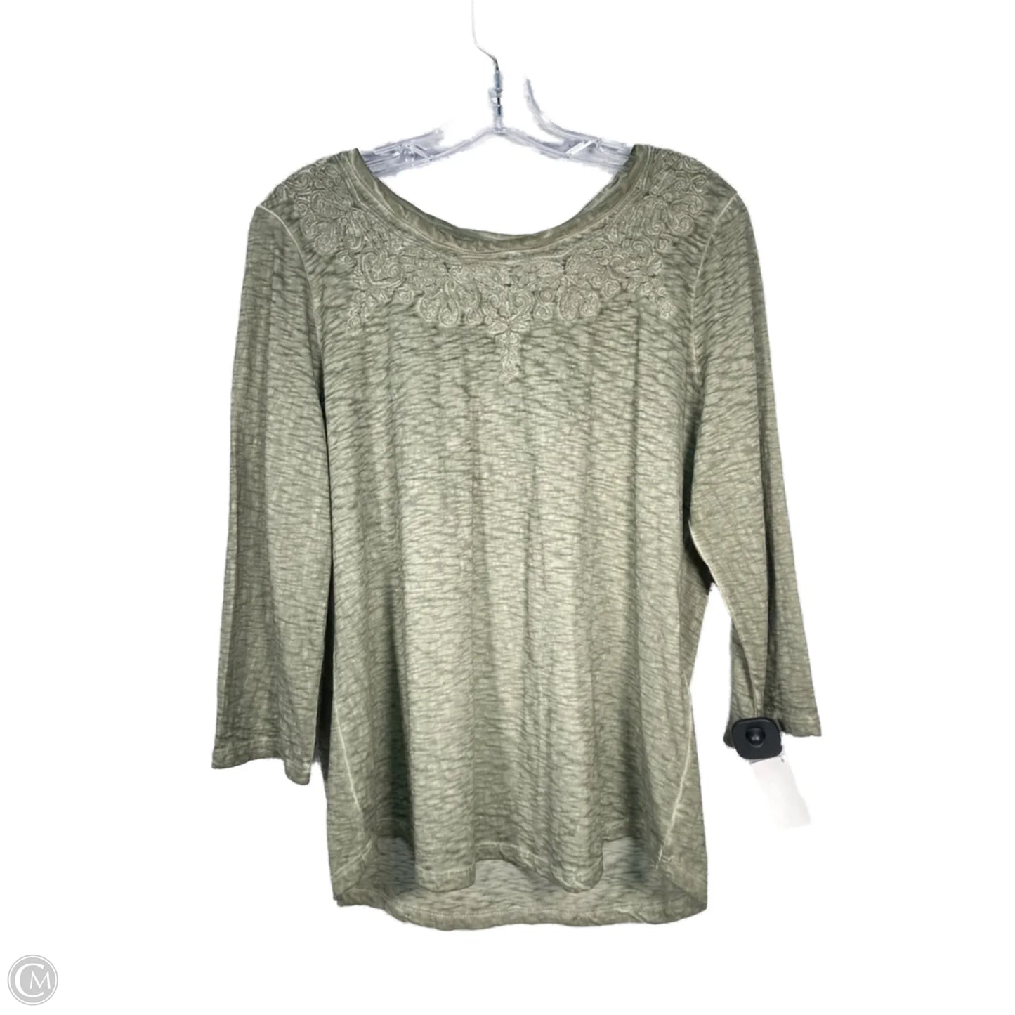 Top 3/4 Sleeve By Chicos In Green, Size: S