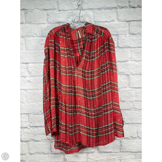Blouse Long Sleeve By Free People In Black & Red, Size: M