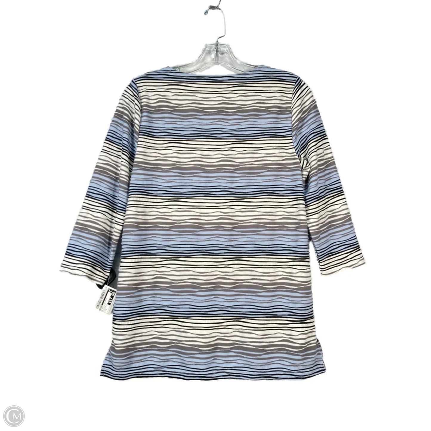 Blouse 3/4 Sleeve By Chicos In Blue & Cream, Size: S