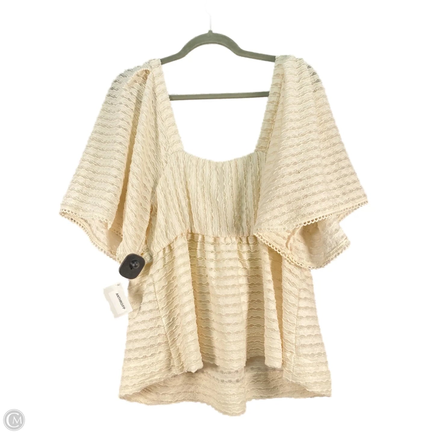 Blouse 3/4 Sleeve By Clothes Mentor In Cream & Green, Size: L